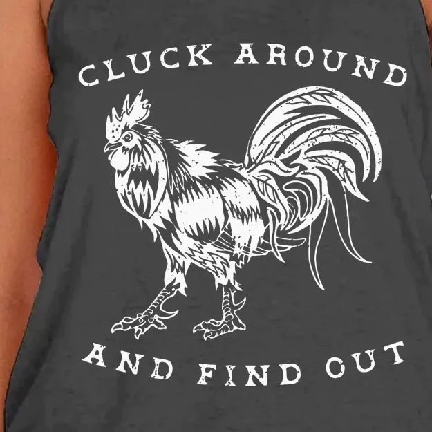 Cluck Around And Find Out Funny Chicken Adult Humor Women's Knotted Racerback Tank