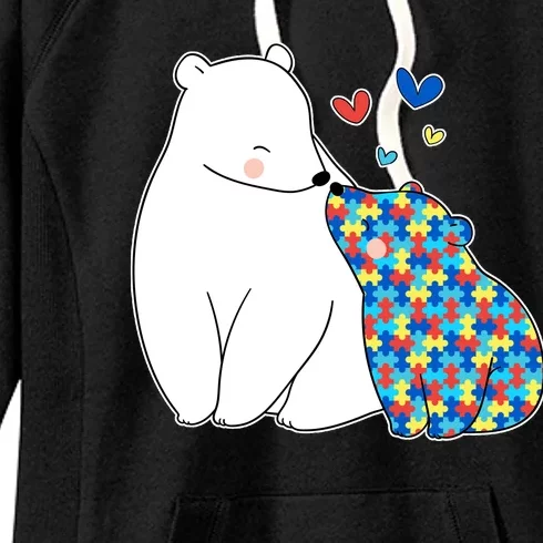 Cute Autism Awareness Polar Bear Puzzle Women's Fleece Hoodie