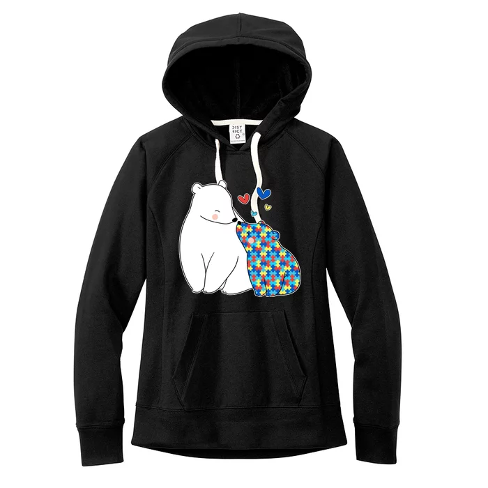 Cute Autism Awareness Polar Bear Puzzle Women's Fleece Hoodie