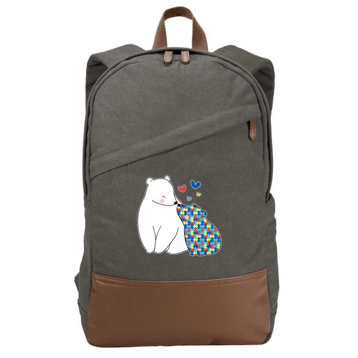 Cute Autism Awareness Polar Bear Puzzle Cotton Canvas Backpack