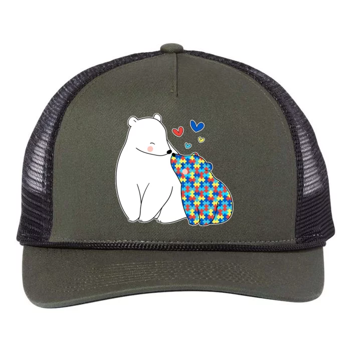 Cute Autism Awareness Polar Bear Puzzle Retro Rope Trucker Hat Cap