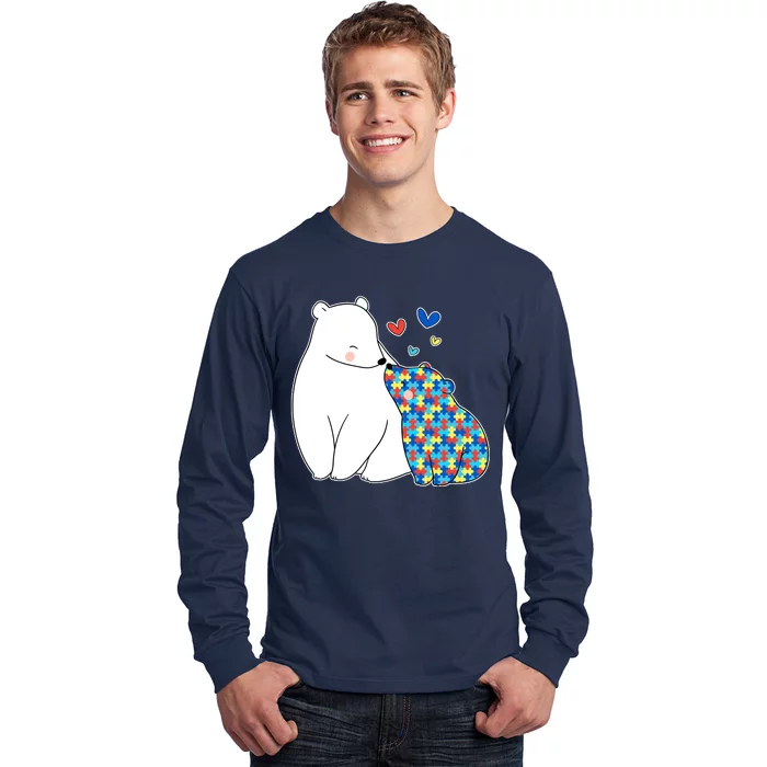 Cute Autism Awareness Polar Bear Puzzle Long Sleeve Shirt