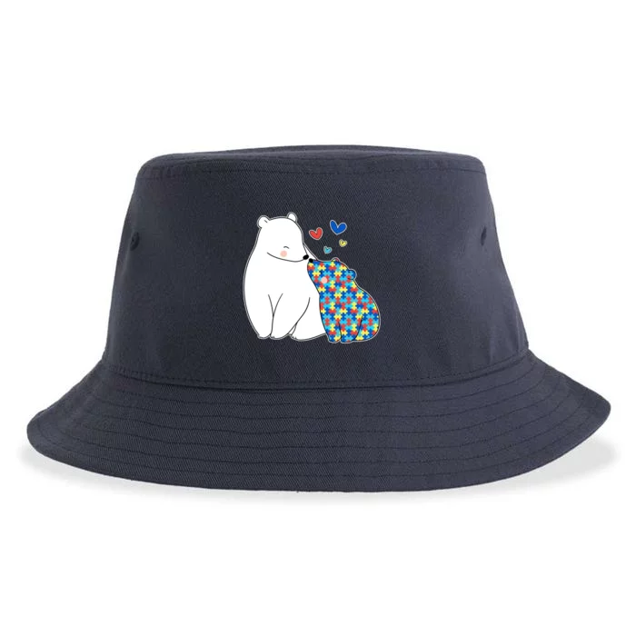 Cute Autism Awareness Polar Bear Puzzle Sustainable Bucket Hat