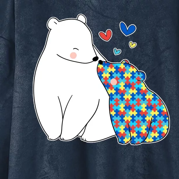 Cute Autism Awareness Polar Bear Puzzle Hooded Wearable Blanket