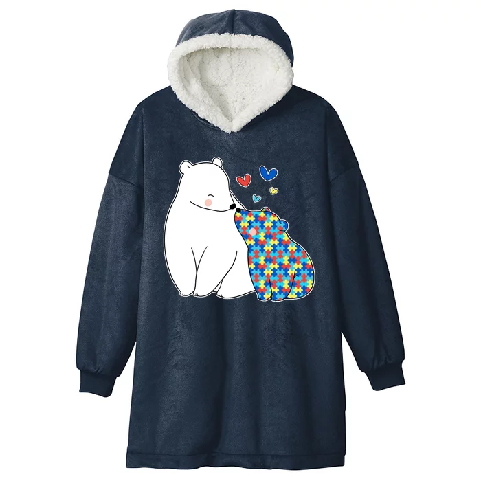 Cute Autism Awareness Polar Bear Puzzle Hooded Wearable Blanket