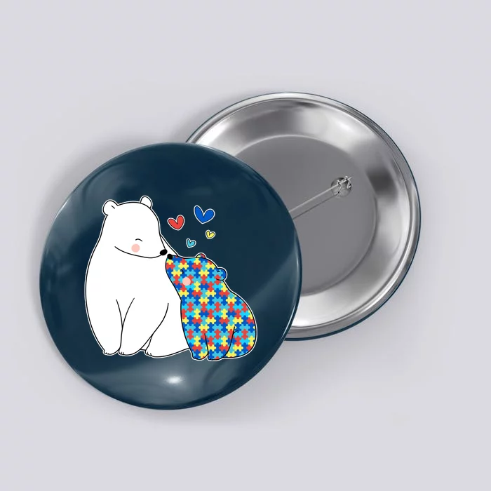 Cute Autism Awareness Polar Bear Puzzle Button