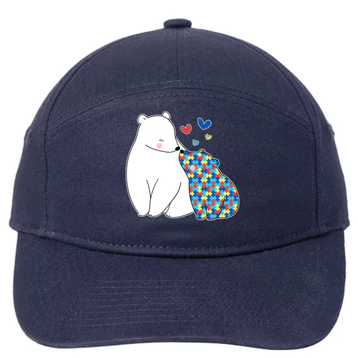 Cute Autism Awareness Polar Bear Puzzle 7-Panel Snapback Hat