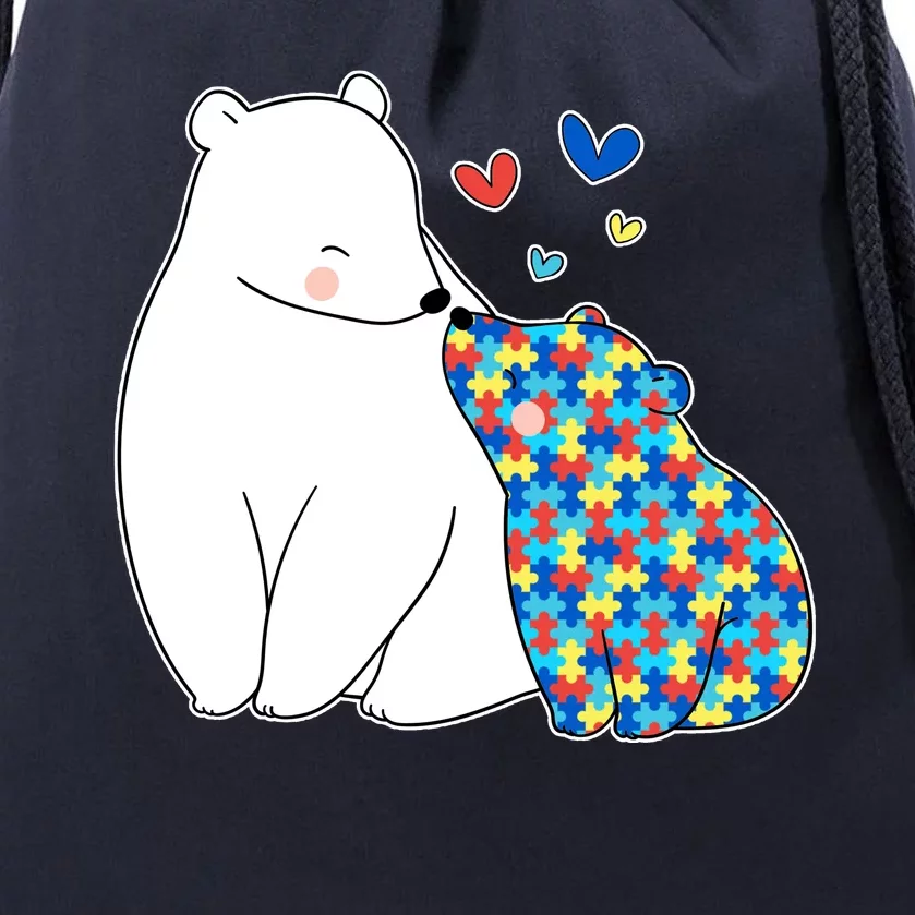 Cute Autism Awareness Polar Bear Puzzle Drawstring Bag