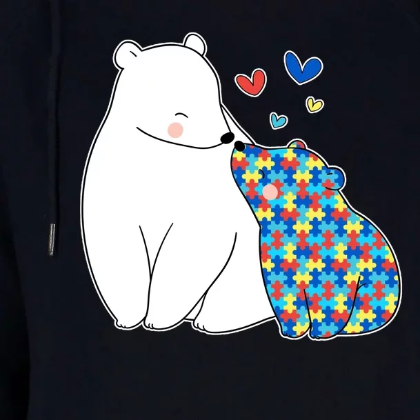 Cute Autism Awareness Polar Bear Puzzle Womens Funnel Neck Pullover Hood