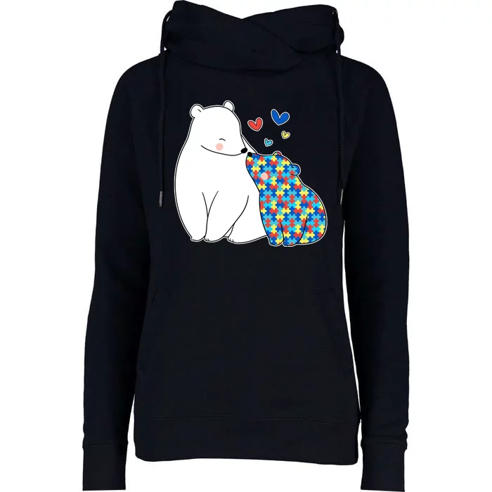 Cute Autism Awareness Polar Bear Puzzle Womens Funnel Neck Pullover Hood