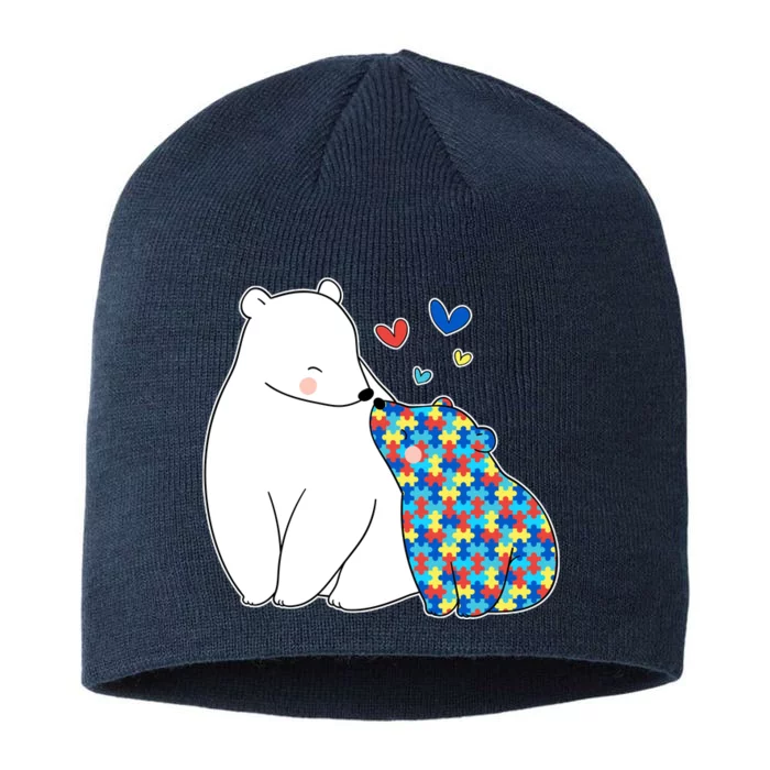 Cute Autism Awareness Polar Bear Puzzle 8 1/2in Sustainable Knit Beanie