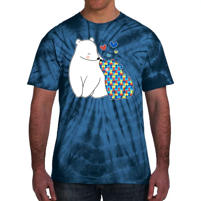 Cute Autism Awareness Polar Bear Puzzle Tie-Dye T-Shirt