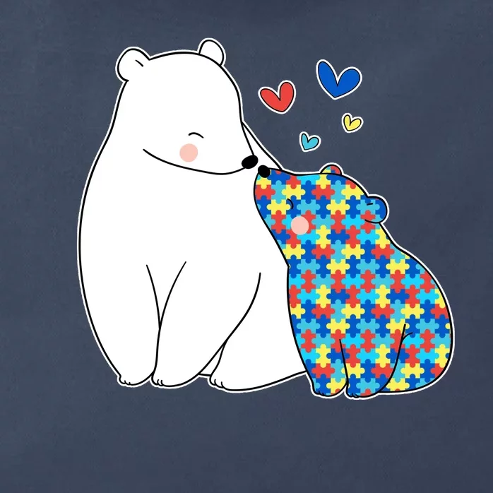 Cute Autism Awareness Polar Bear Puzzle Zip Tote Bag