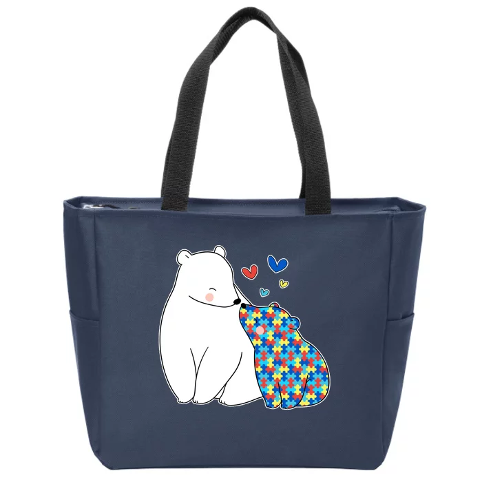 Cute Autism Awareness Polar Bear Puzzle Zip Tote Bag