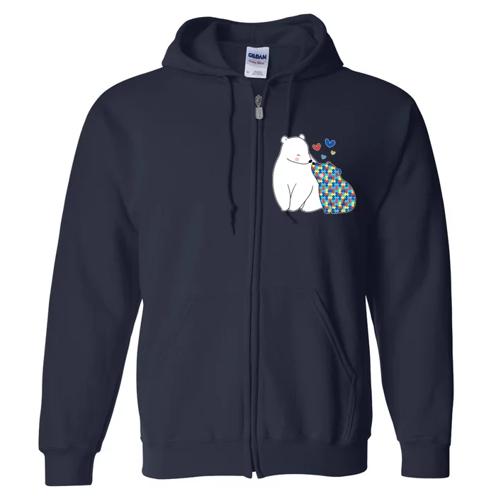 Cute Autism Awareness Polar Bear Puzzle Full Zip Hoodie