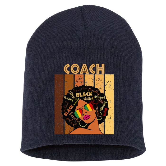 Coach Afro African American Women Black History Month Short Acrylic Beanie