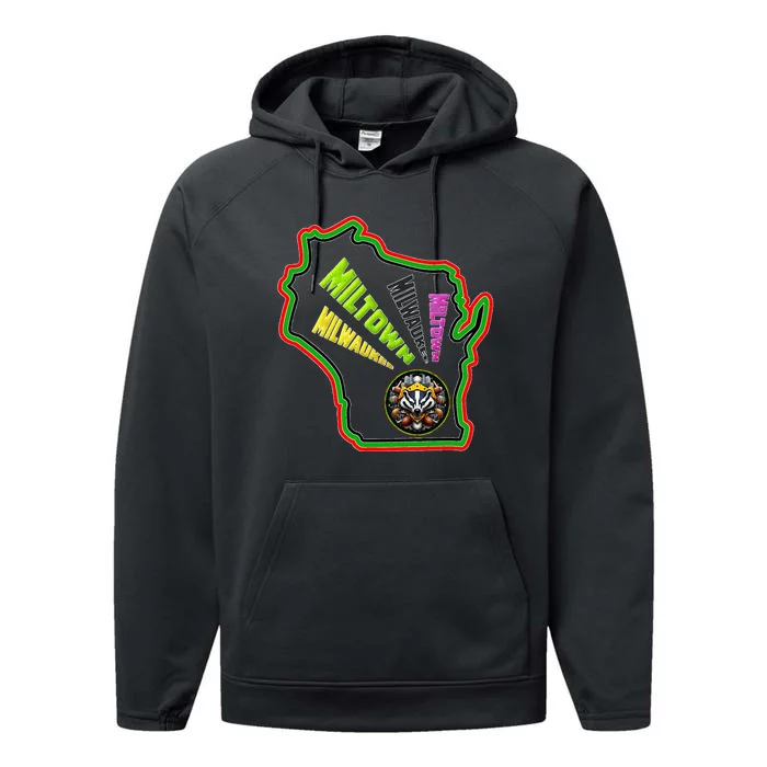 Classic African American Multicolor Wisconsin Milwaukee Performance Fleece Hoodie