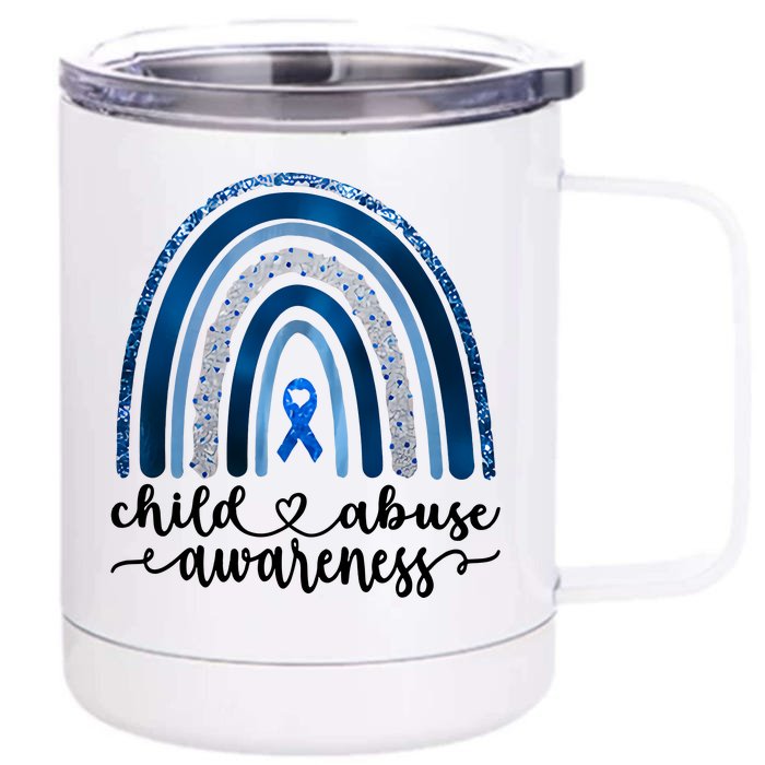 Child Abuse Awareness Rainbow Foster Care Stop The Abuse Front & Back 12oz Stainless Steel Tumbler Cup