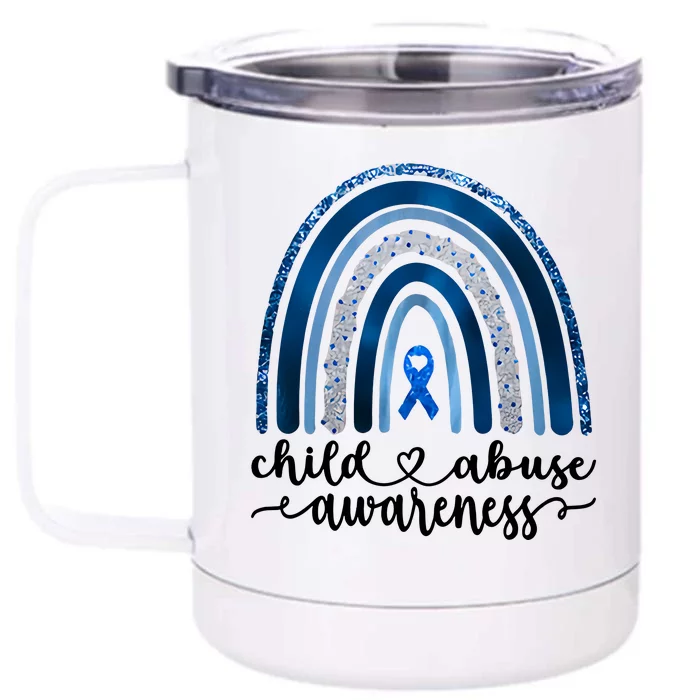 Child Abuse Awareness Rainbow Foster Care Stop The Abuse Front & Back 12oz Stainless Steel Tumbler Cup