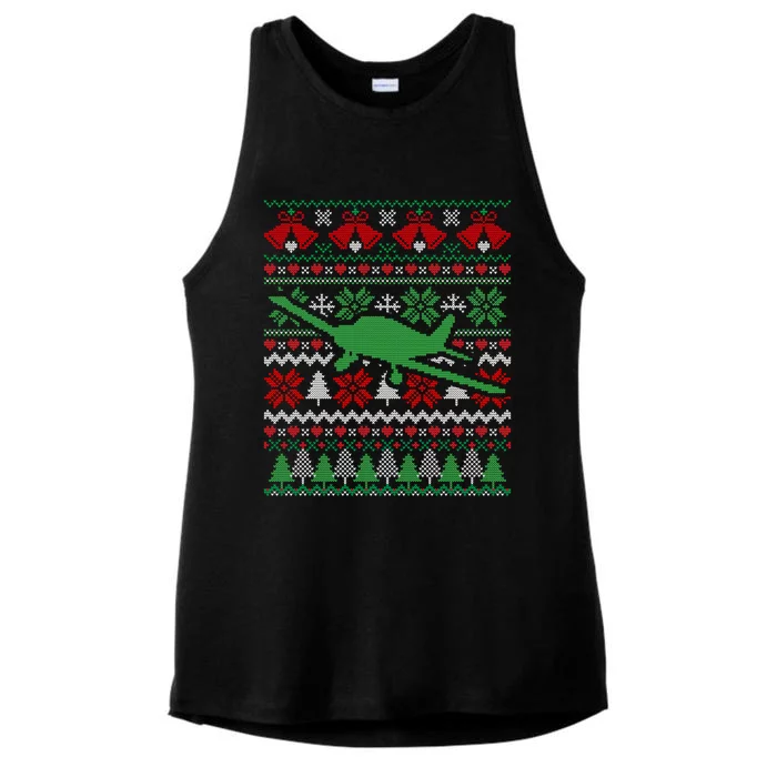 Christmas Airplane Aviation Gift Cute Gift Ladies Tri-Blend Wicking Tank