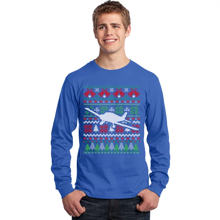 Christmas Airplane Aviation Gift Long Sleeve Shirt