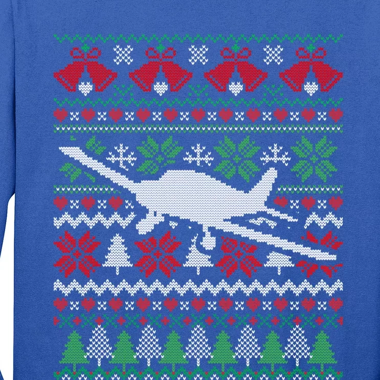 Christmas Airplane Aviation Gift Long Sleeve Shirt