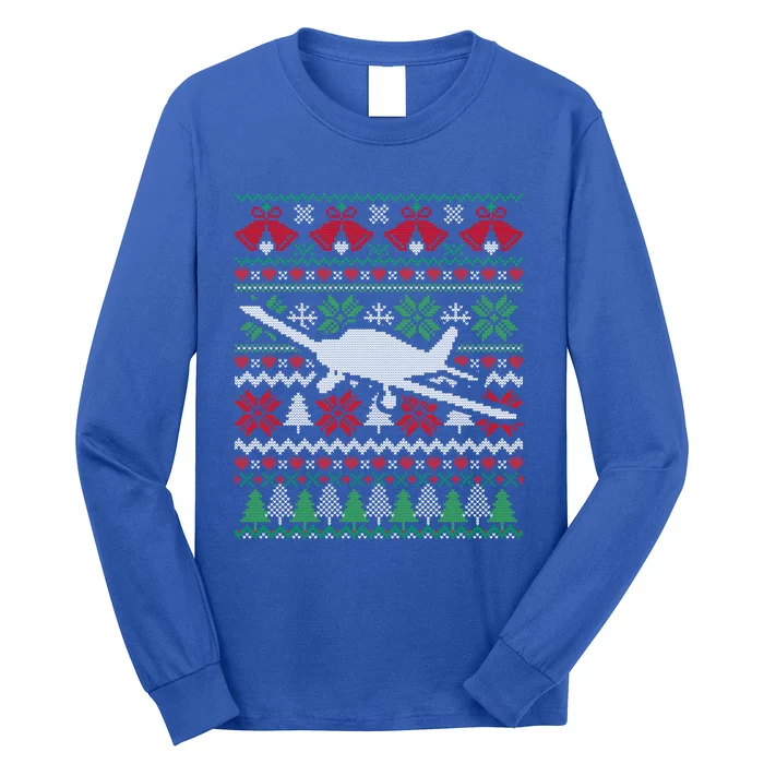 Christmas Airplane Aviation Gift Long Sleeve Shirt