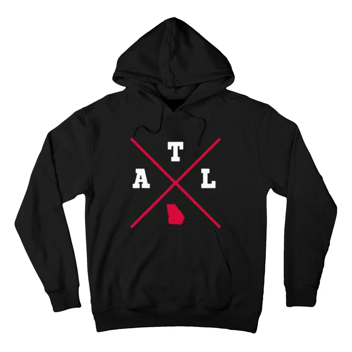 Classic ATL Atlanta Georgia Red Vintage State Outline Hoodie