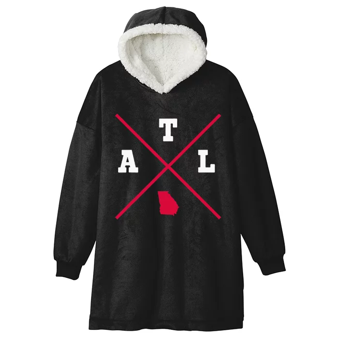 Classic ATL Atlanta Georgia Red Vintage State Outline Hooded Wearable Blanket