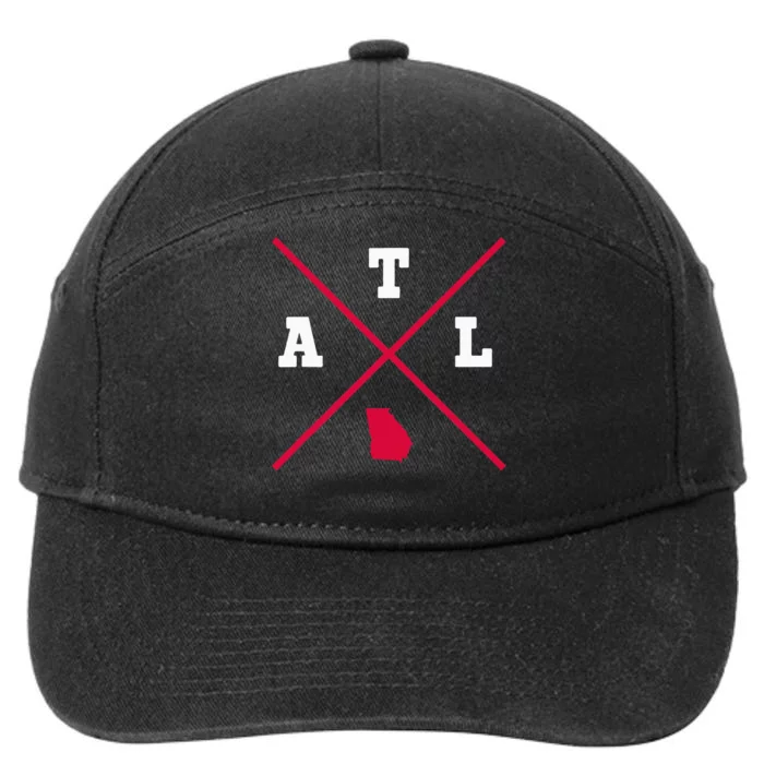 Classic ATL Atlanta Georgia Red Vintage State Outline 7-Panel Snapback Hat