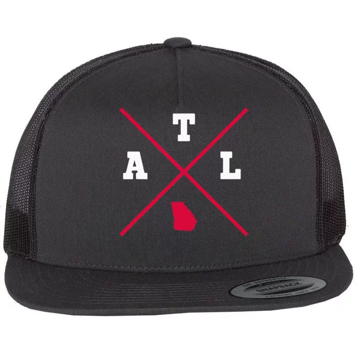 Classic ATL Atlanta Georgia Red Vintage State Outline Flat Bill Trucker Hat