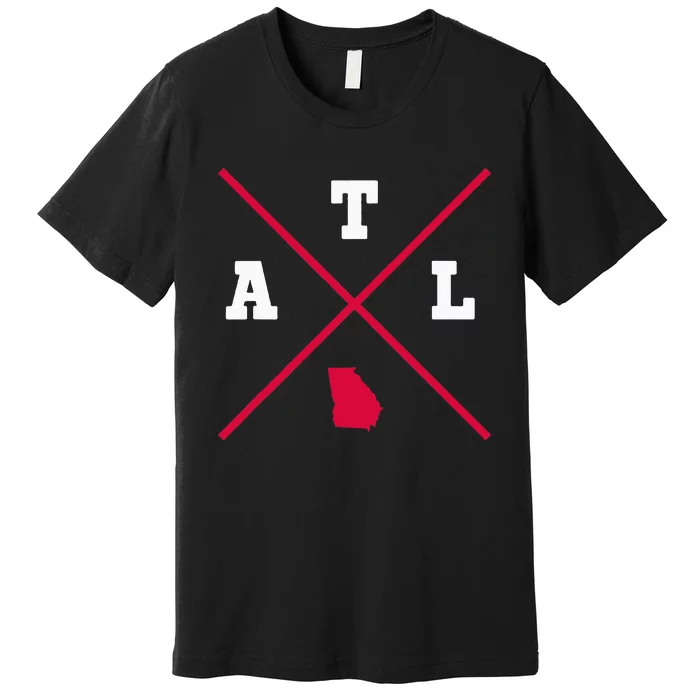 Classic ATL Atlanta Georgia Red Vintage State Outline Premium T-Shirt