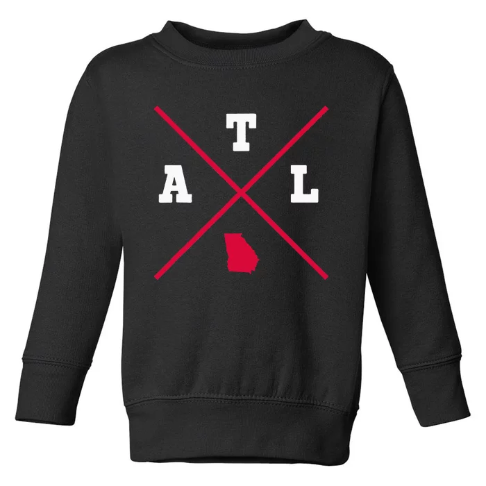 Classic ATL Atlanta Georgia Red Vintage State Outline Toddler Sweatshirt