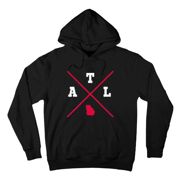 Classic ATL Atlanta Georgia Red Vintage State Outline Tall Hoodie