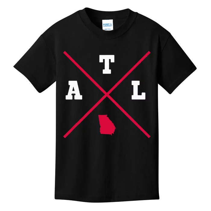 Classic ATL Atlanta Georgia Red Vintage State Outline Kids T-Shirt