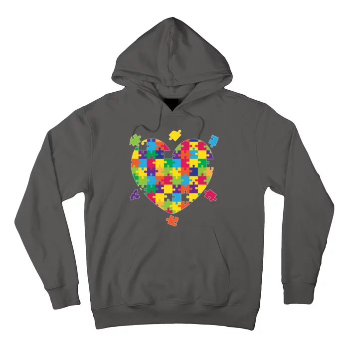 Cute Autism Awareness Rainbow Puzzle Pieces Heart Hoodie