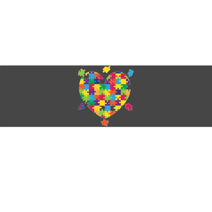 Cute Autism Awareness Rainbow Puzzle Pieces Heart Bumper Sticker