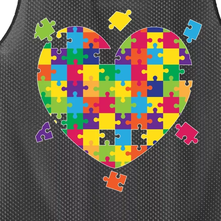 Cute Autism Awareness Rainbow Puzzle Pieces Heart Mesh Reversible Basketball Jersey Tank