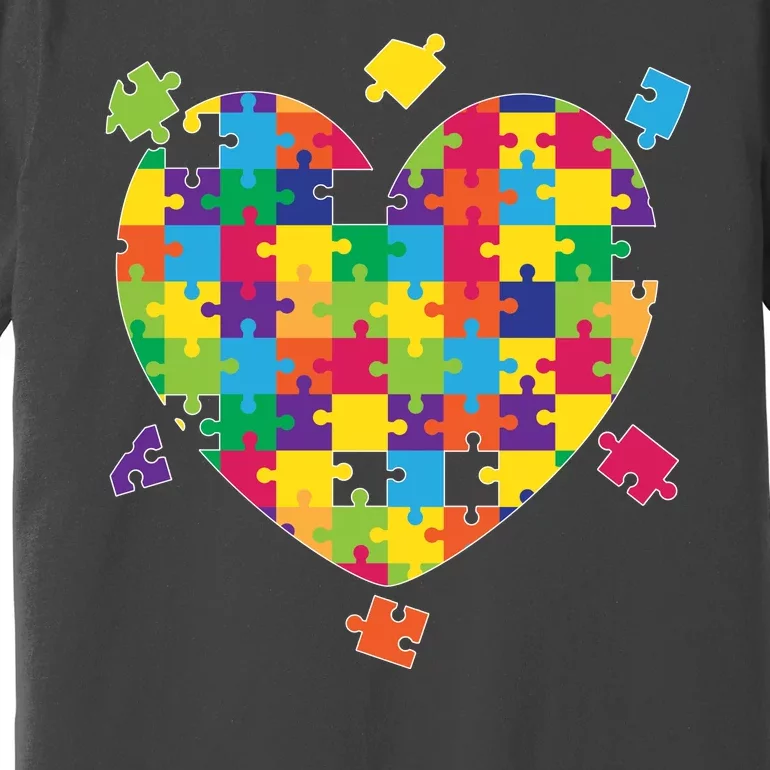 Cute Autism Awareness Rainbow Puzzle Pieces Heart Premium T-Shirt