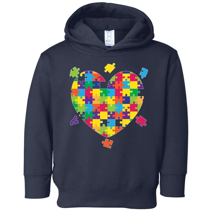 Cute Autism Awareness Rainbow Puzzle Pieces Heart Toddler Hoodie