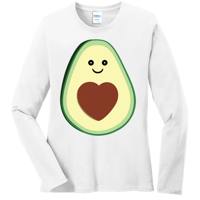 Cute Adorable Avocado Heart Love Ladies Long Sleeve Shirt