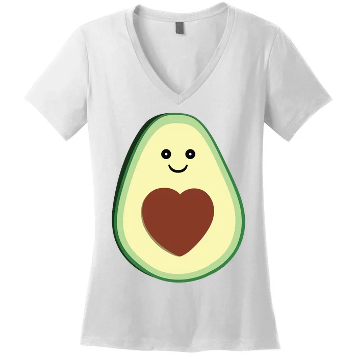 Cute Adorable Avocado Heart Love Women's V-Neck T-Shirt