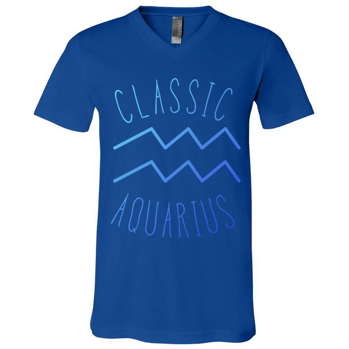 Classic Aquarius Astrology Sign / Aquarius Birthday Quote Gift V-Neck T-Shirt