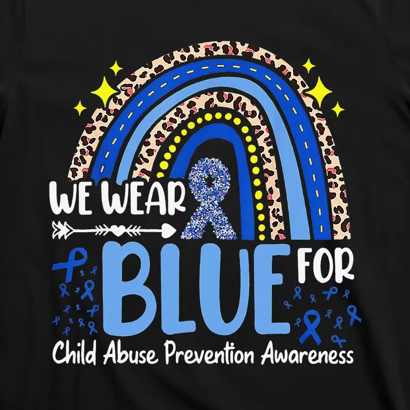 Child Abuse Awareness Blue Ribbon Trex Dinosaur T-Shirt