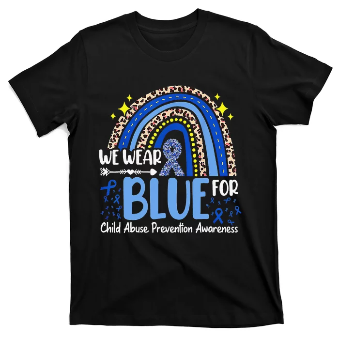 Child Abuse Awareness Blue Ribbon Trex Dinosaur T-Shirt