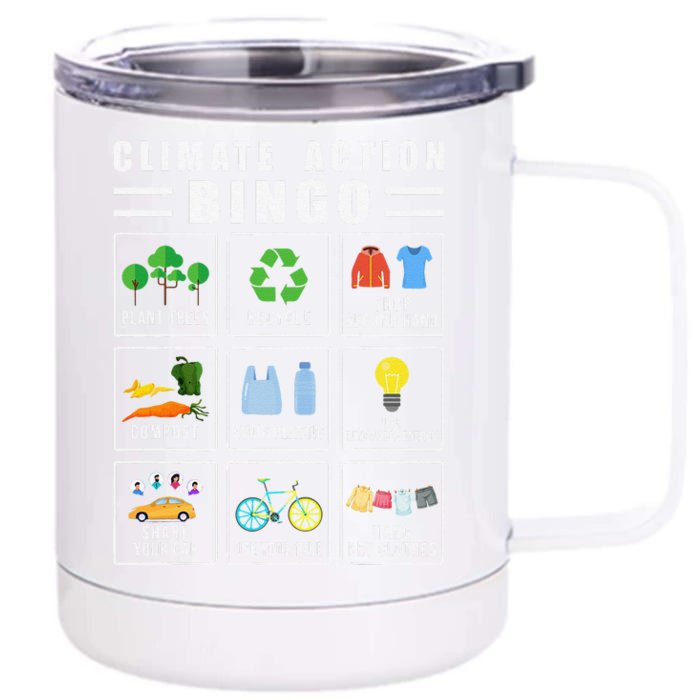 Climate Action Bingo Earth Day Climate Change Front & Back 12oz Stainless Steel Tumbler Cup