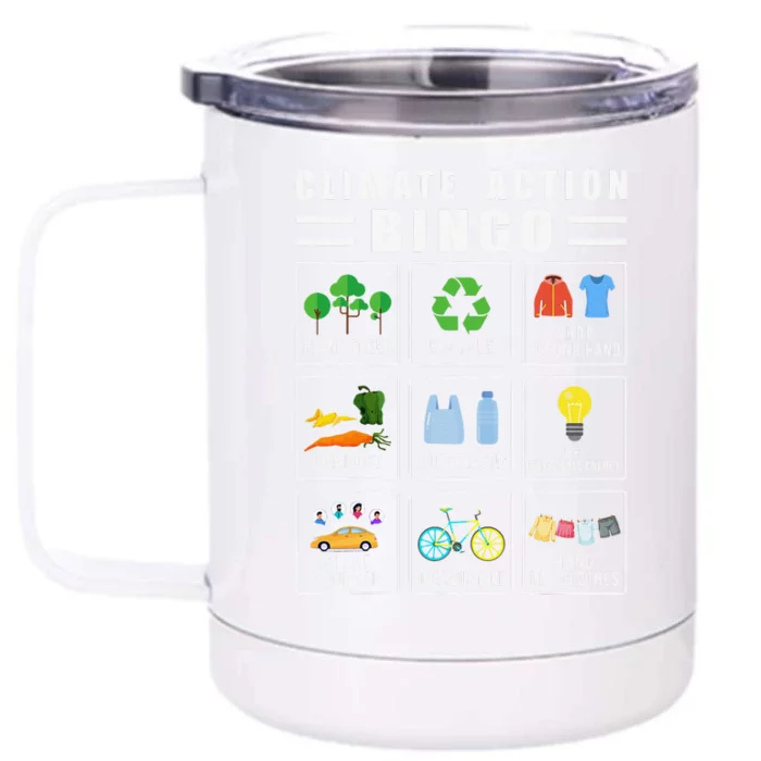 Climate Action Bingo Earth Day Climate Change Front & Back 12oz Stainless Steel Tumbler Cup