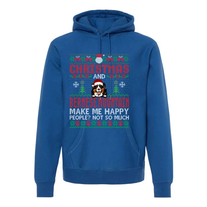 Christmas And Bernese Mountain Make Me Happy Dogs Xmas Gift Premium Hoodie