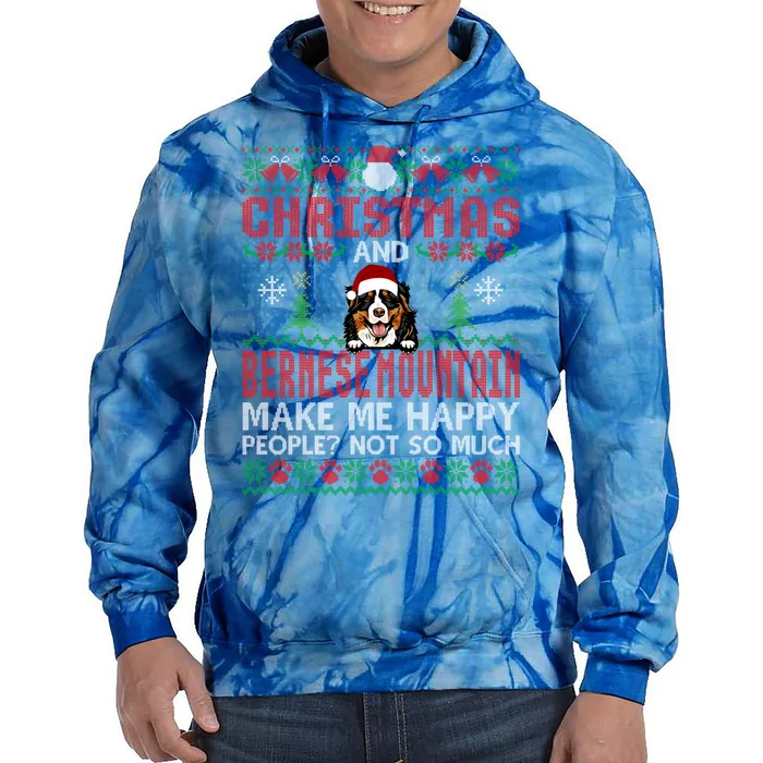 Christmas And Bernese Mountain Make Me Happy Dogs Xmas Gift Tie Dye Hoodie