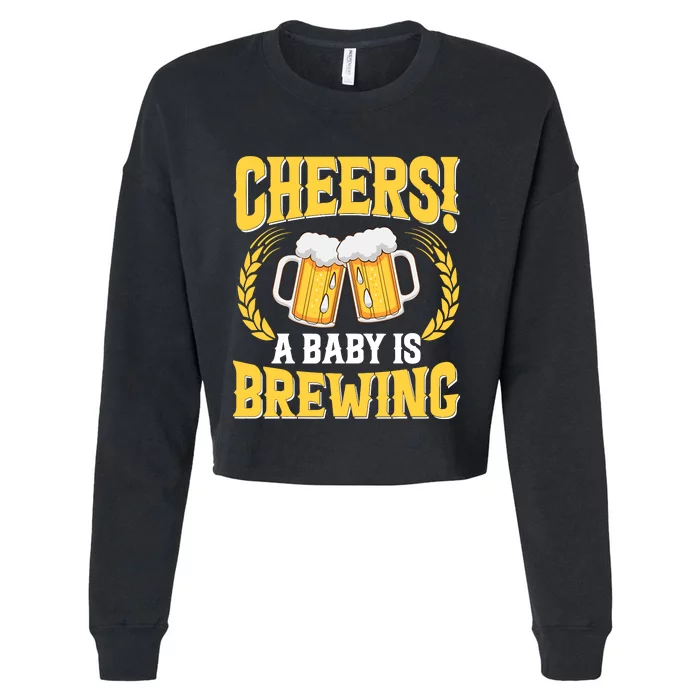 Cheers A Baby Is Brewing Funny Beer Brewer Lovers Cropped Pullover Crew